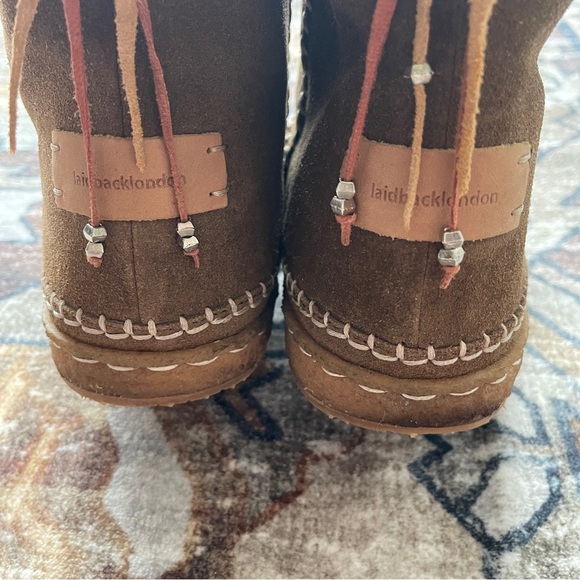 Laidbacklondon Crochet Ankle Boot Camel Suede Boots wool moccasins - Picture 6 of 8